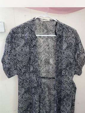 Women’s BoHo Duster Black & White Patterned Short-Sleeve